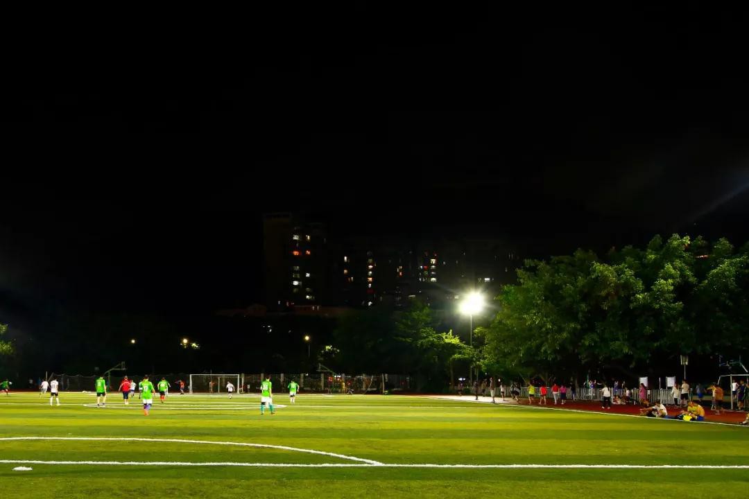 soccer field with lights