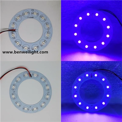 12W UV סגול 365nm~395nm~420nm~440nm מנורת LED כחולה + דרייבר +138מ"מ אשפרה